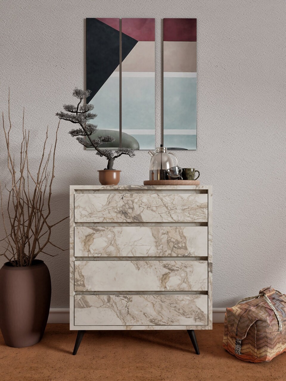 Dulap, Hanah Home, Suvera, 70x86x40 cm, Marmura Ephesus - imagine 6